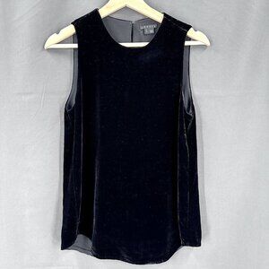 Theory Top Womens XS Black‎ Velvet Silk Sleeveless Lined Classic Elegant Minimal